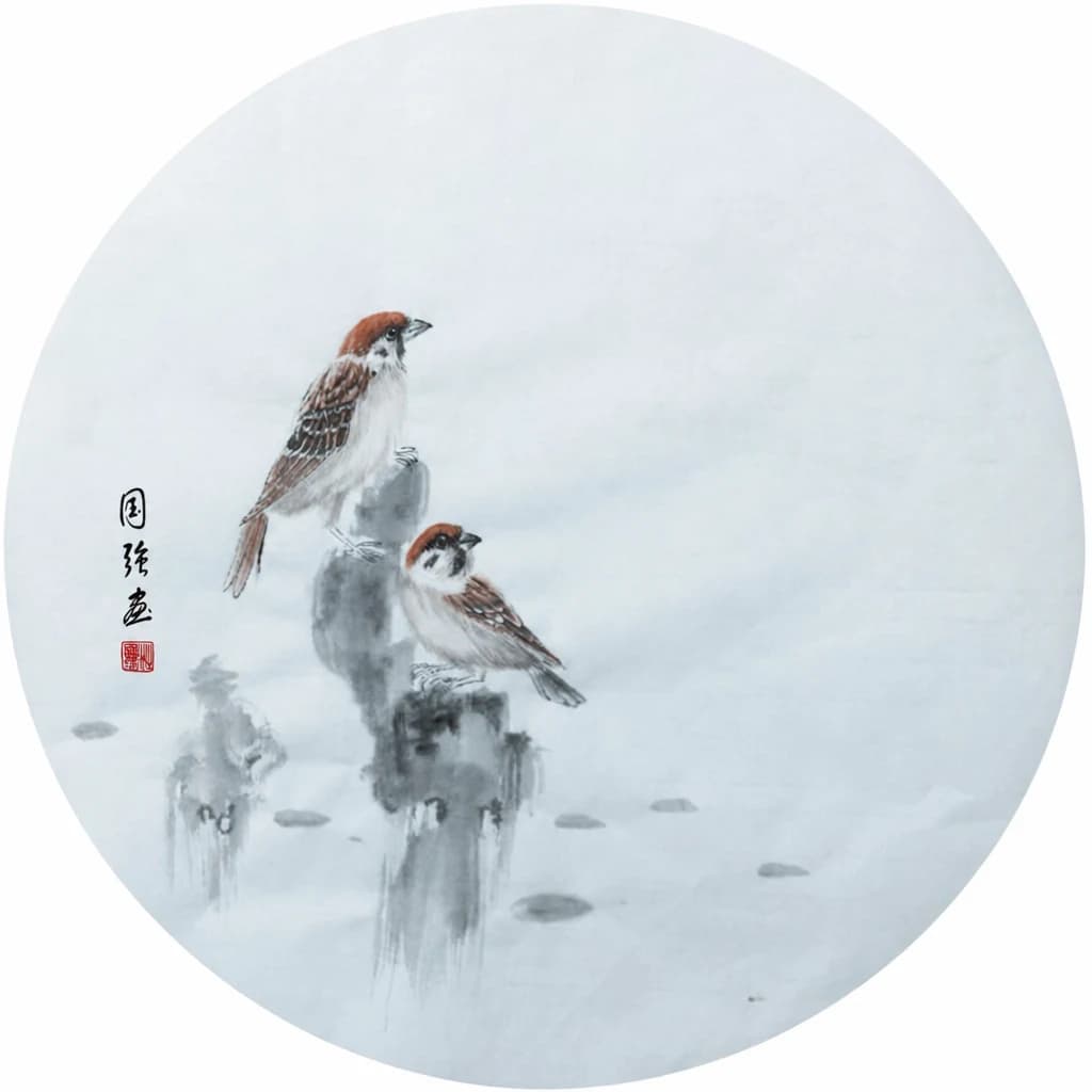団扇・双雀